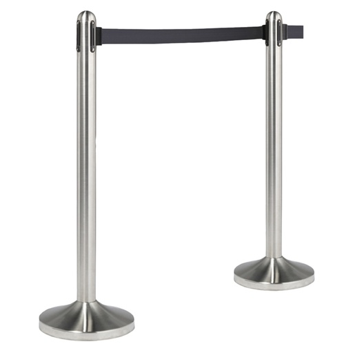 [D74567] COLONNINA SEGNAPERCORSO CROMATA con nastro NERO 210cm Securit