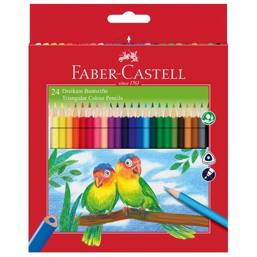 [D76612] ASTUCCIO 24 PASTELLI COLORATI TRIANGOLARI ECO + TEMPERINO FABER CASTELL