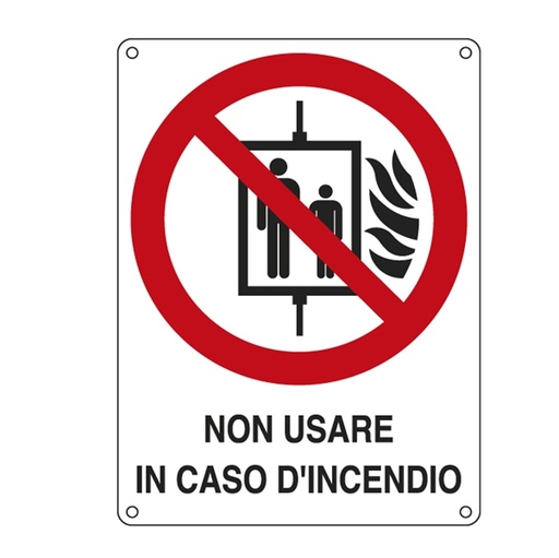 [D76898] CARTELLO ALLUMINIO 11,5x16cm 'NON USARE IN CASO DI INCENDIO'
