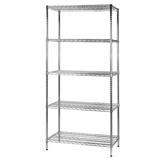 [D77018] SCAFFALE 5 RIPIANI IN ACCIAIO CROMATO 60x90cm - H200cm ARCHIMEDE Kit ROBUSTO