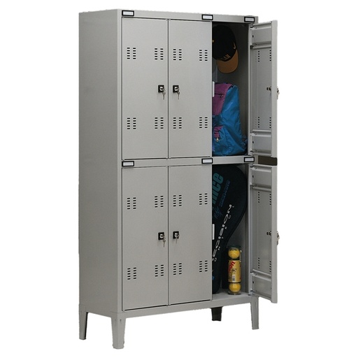[D77047] ARMADIO SPOGLIATOIO METALLO a 6 POSTI 102x35cm H180cm GRIGIO