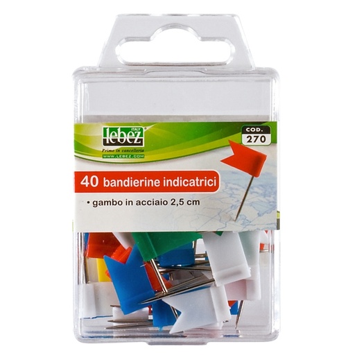 [D77091] SCATOLA 40 SPILLI A BANDIERINA ASSORTITI ART.270