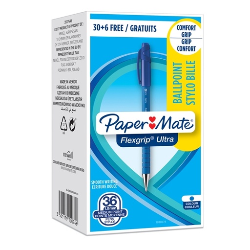 [D77128] Special pack 30+ 6 penna sfera scatto FLEXGRIP ULTRA 1.0 blu PAPERMATE