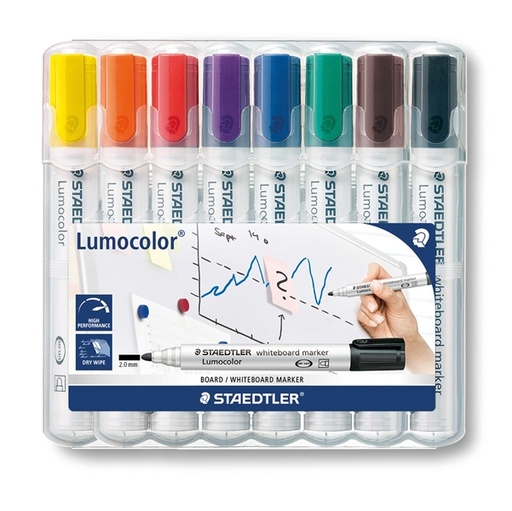 [D77296] BUSTA 8 PENNARELLI LUMOCOLOR 351 STAEDTLER PER LAVAGNE CANCELLABILI