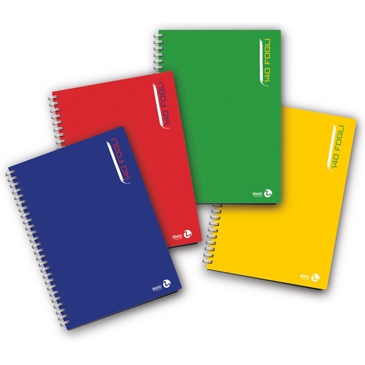 [D77346] BLOCCO NOTES SPIRALATO L/Lungo 22,3x29,7cm 80gr 4mm 140fg BM
