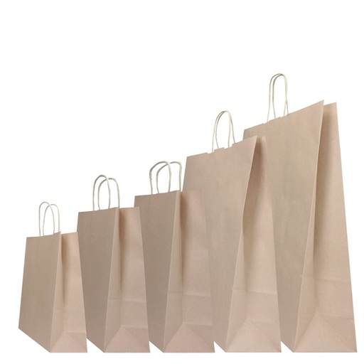 [D77531] 25 SHOPPERS CARTA BIOKRAFT 22X10X29CM TWISTED SABBIA