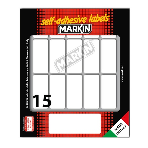 [D78208] Etichetta adesiva bianca 46x20mm (10fogli x 15etichette) Markin
