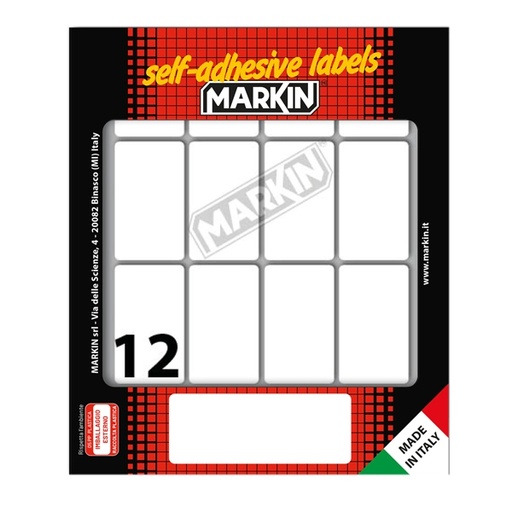 [D78209] Etichetta adesiva bianca 46X27mm (10fogli x 12etichette) Markin