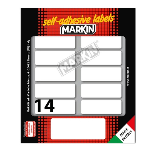 [D78211] Etichetta adesiva bianca 52x18mm (10fogli x 14etichette) Markin