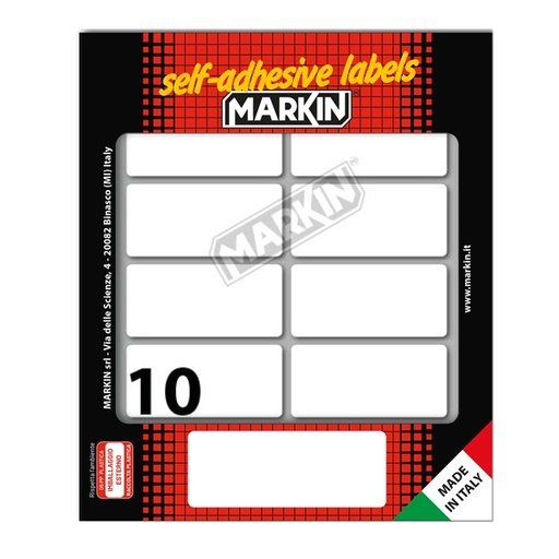 [D78213] Etichetta adesiva bianca 56x26mm (10fogli x 10etichette) Markin