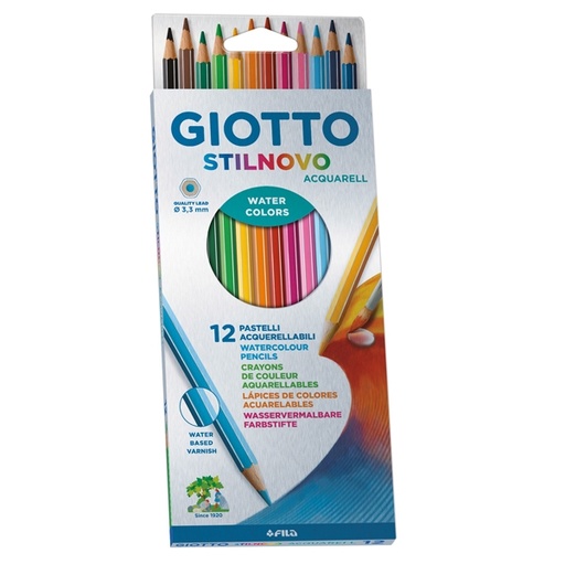 [D79427] ASTUCCIO 12 PASTELLI STILNOVO ACQUARELL GIOTTO