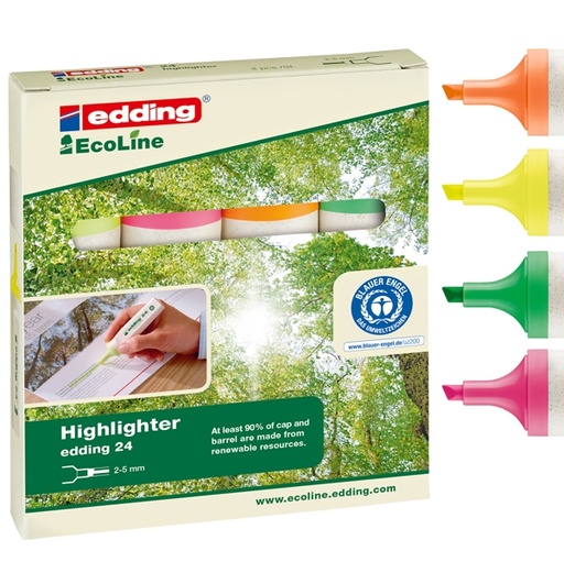 [D79940] ASTUCCIO 4 EVIDENZIATORE 24 ECOLINE EDDING