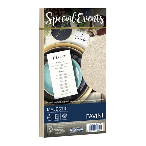 [D80091] 10 buste SPECIAL EVENTS METAL 120gr 110x220mm sabbia FAVINI
