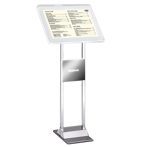[D80429] LEGGIO a LED da TERRA H110cm con CORNICE A4 Menu Board LEDMAG