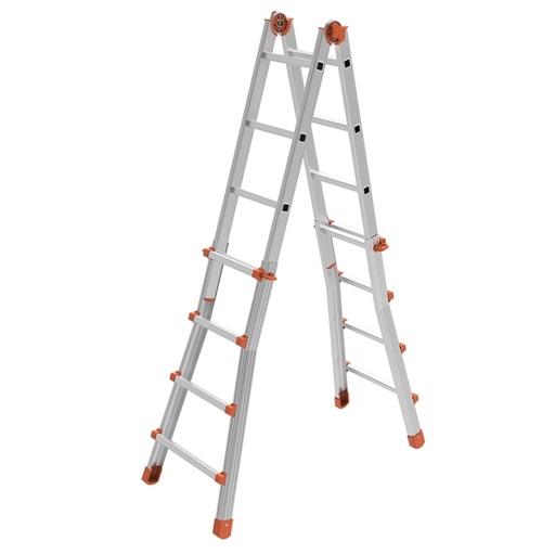 [D80741] SCALA TELESCOPICA ALLUMINIO 8+8 GRADINI Squadra Piu'