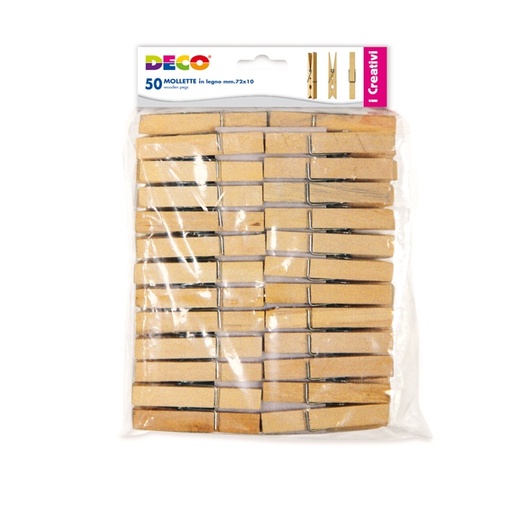 [D82006] Mollette in legno busta da 50pz dim. 72x10mm DECO