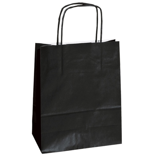 [D82245] 25 shoppers carta kraft 14x9x20cm twisted nero