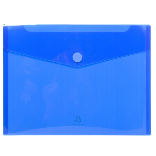 [D82465] Busta a tasca con velcro in pp blu trasparente f.to 24x32cm per A4 Exacompta