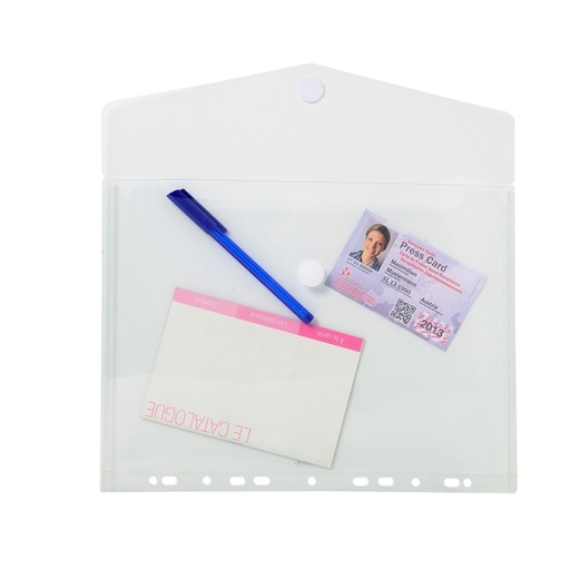 [D82467] Busta forata c/chiusura in velcro in pp trasp. f.to 24x32cm per A4 Exacompta