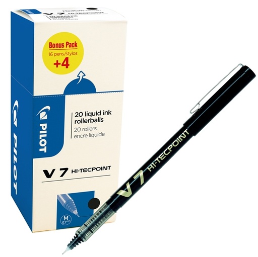 [D82707] Value pack 16+4 roller Hi-Tecpoint V7 0 ,7mm nero Pilot