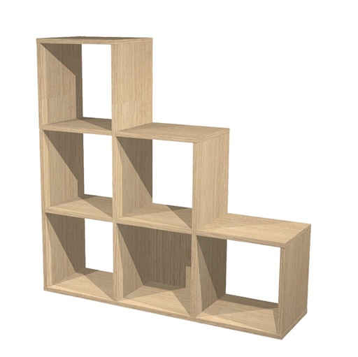 [D82838] LIBRERIA 6 CASELLE a SCALARE 104x29,2cm-H103,9cm Rovere - RAINBOW