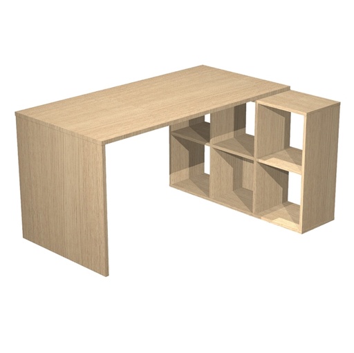 [D82844] Postazione Home-Office 6 caselle L140 x P104 x H72,4cm Rovere