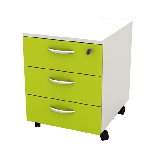 [D82853] Cassettiera 3 Cass. con ruote Bianco/Verde - Rainbow