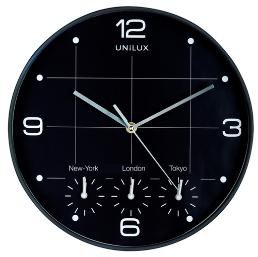 [D83006] Orologio da parete diam.30,5cm con 4 fusi On Time Unilux
