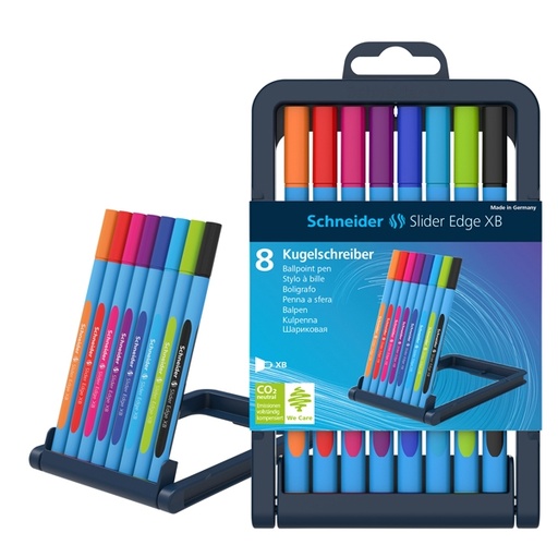 [D83367] Astuccio 8 penne a sfera SLIDER EDGE XB 8 colori ass. Schneider