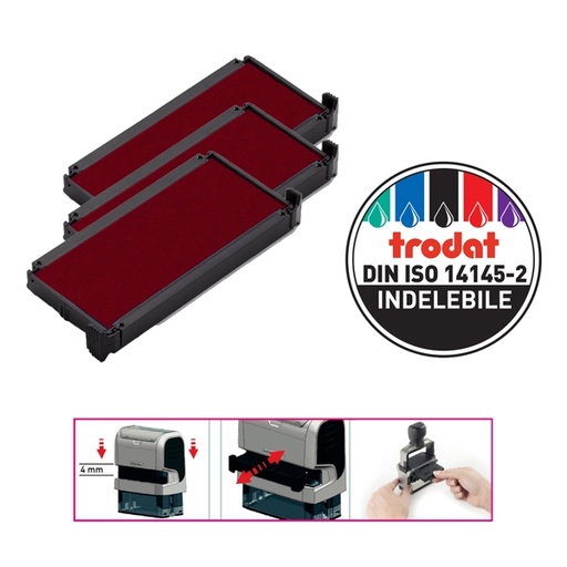 [D83428] Blister da 3 tamponi 6/4913 rosso Trodat