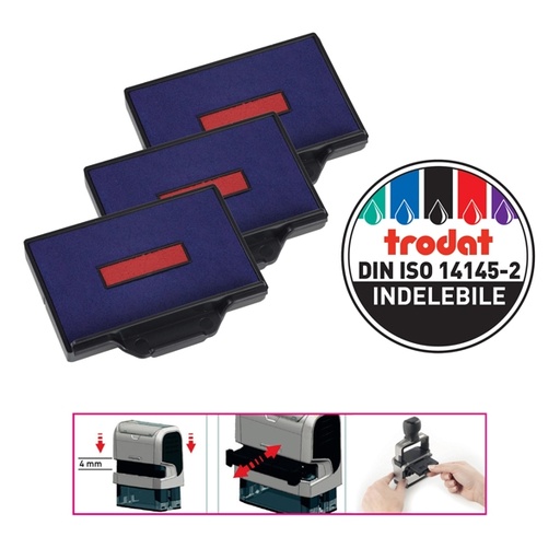 [D83436] Blister da 3 tamponi 6/56-2 rosso-blu Trodat