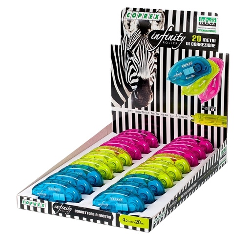 [D83446] CORRETTORE A NASTRO 4,2MMX20M COPREX INFINITY COLORI ASSORTITI LEBEZ
