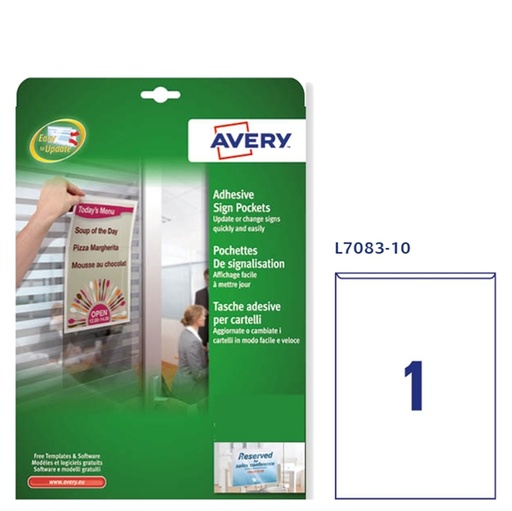 [D83466] Conf. 10 Tasche adesive A4-21x29,7cm L7083 Avery