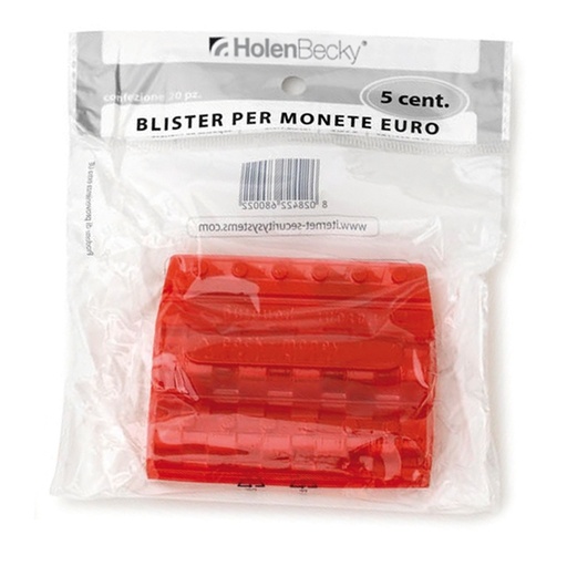 [D83534] Blister 20 Portamonete in PVC 5cent rosso