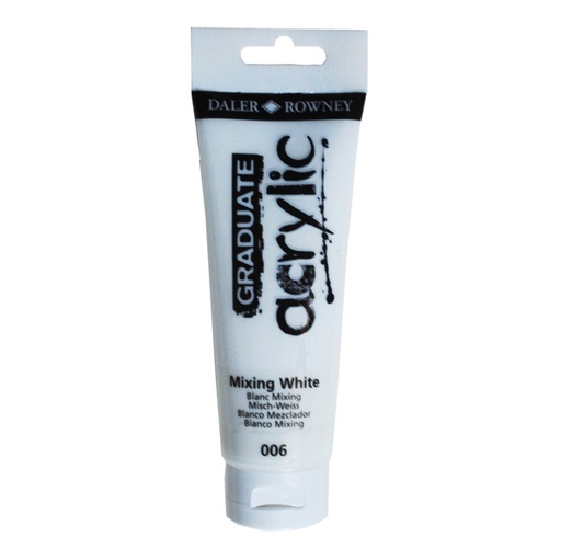 [D85483] Colore acrilico fine Graduate tubo 120 ml bianco miscela Daler Rowney