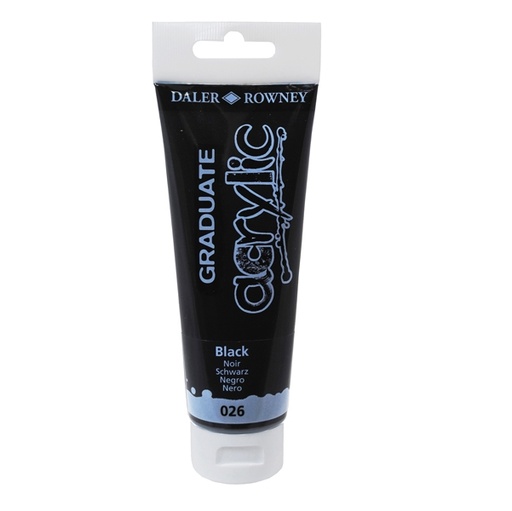 [D85487] Colore acrilico fine Graduate tubo 120 ml nero Daler Rowney