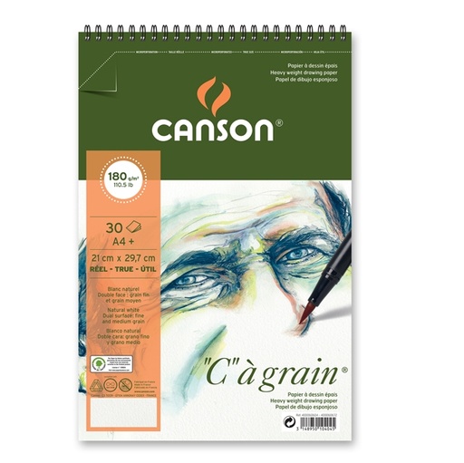 [D85627] Album spiralato lato corto "C" A' GRAIN A4+ 30 fg. 180 gr. Canson