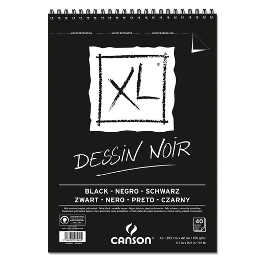[D85639] Album spiralato lato corto XL BLACK A3 40 fg. 150 gr. Canson