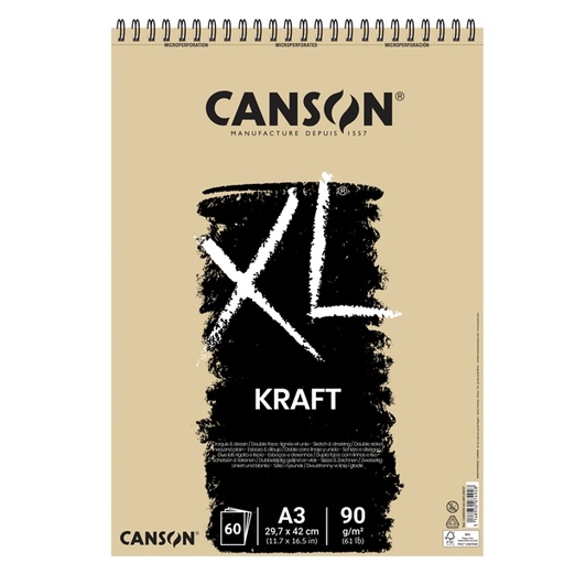 [D85643] Album spiralato lato corto XL KRAFT A3 60 fg. 90 gr. Canson