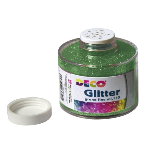 [D85923] Barattolo glitter grana fine 150ml verde art.130/100 DECO