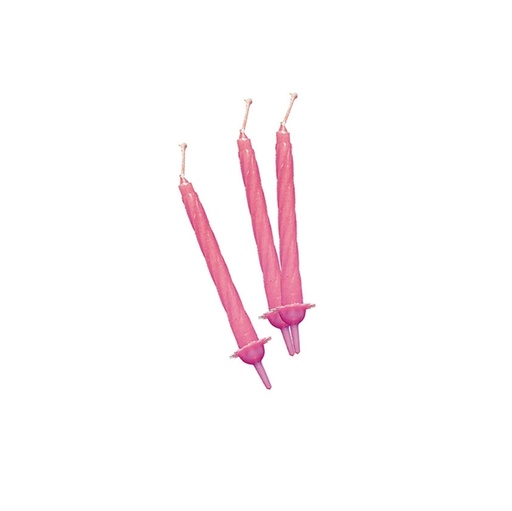 [D85976] 12 candeline c/supporto h. 8cm rosa Big Party