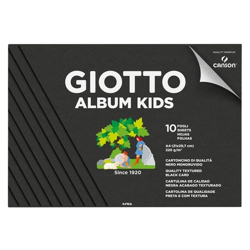[D86057] Album Kids cartoncino nero 5+ f.to A4 220gr 10fg Giotto