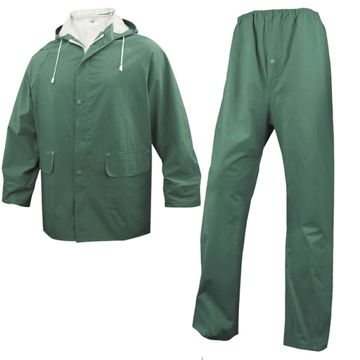 [D86192] COMPLETO IMPERMEABILE EN304 Tg. XXL verde (giacca+pantalone)