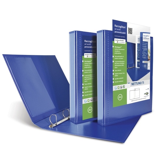 [D86226] Raccoglitore personalizzabile NETTUNO TI 30 4D A4 22x30cm blu SEI ROTA