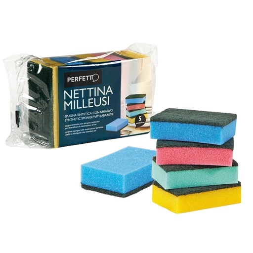 [D86235] Conf. 5 spugne doppio strato Nettina Milleusi PERFETTO