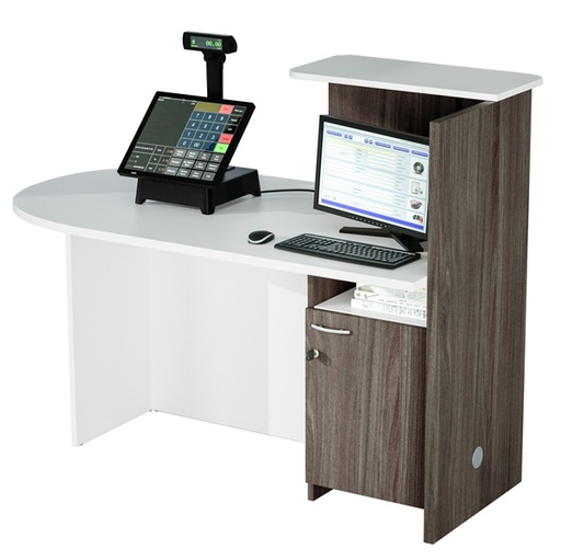 [D86660] Postazione Reception Concept SX L143 x P83 x H117cm bianco/frass.tosc.