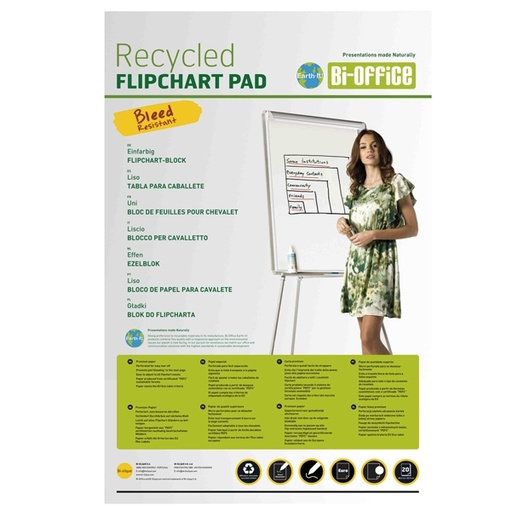 [D86890] Blocchi per lavagna 65x98cm 20Fg Earth Bi-Office