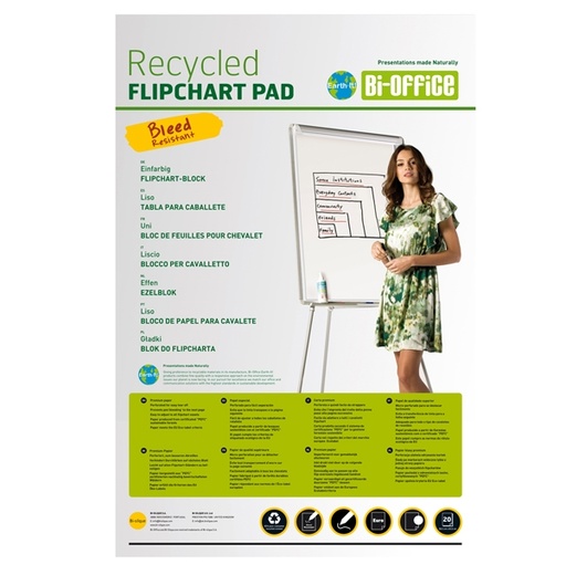 [D86891] Blocchi per lavagna 65x98cm 50Fg Earth Bi-Office