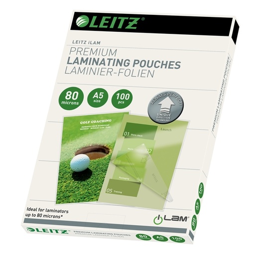 [D86974] Scatola 100 pouches UDT A5 154X216mm 80mic Leitz
