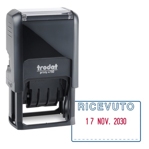 [D86975] Timbro Printy 4750/1 4.0 41x24mm DATARIO+RICEVUTO autoinch. TRODAT